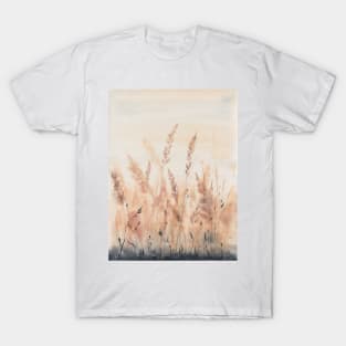 Grass Wildflowers watercolor art. T-Shirt